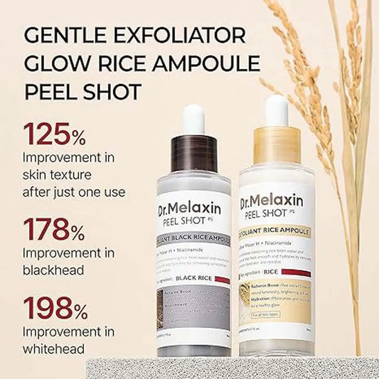 Dr. Melaxin Rice White and Black Soften Serum Exfoliating Essence Peel Shot Moisturizing Gentle Exfoliation Skin Care
