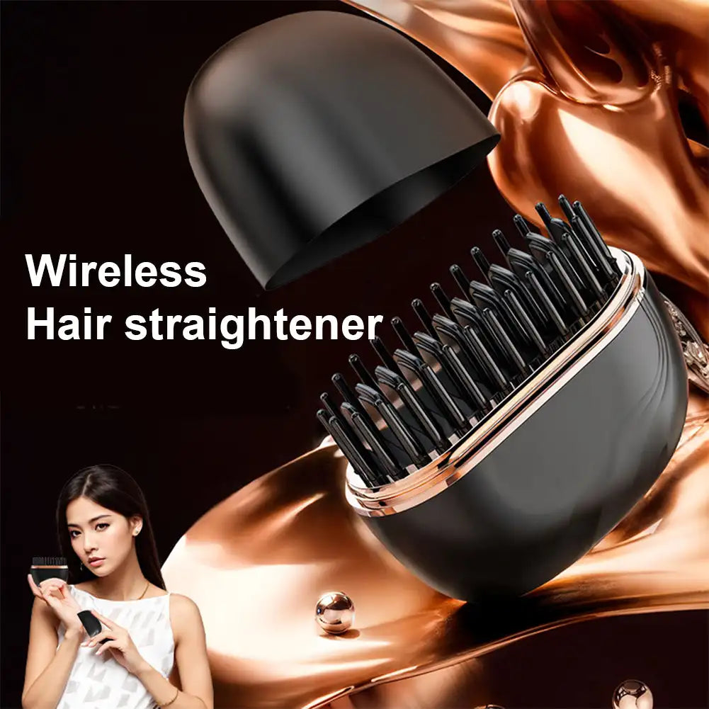 Mini Hair Straightening Comb Wireless Charging Portable 