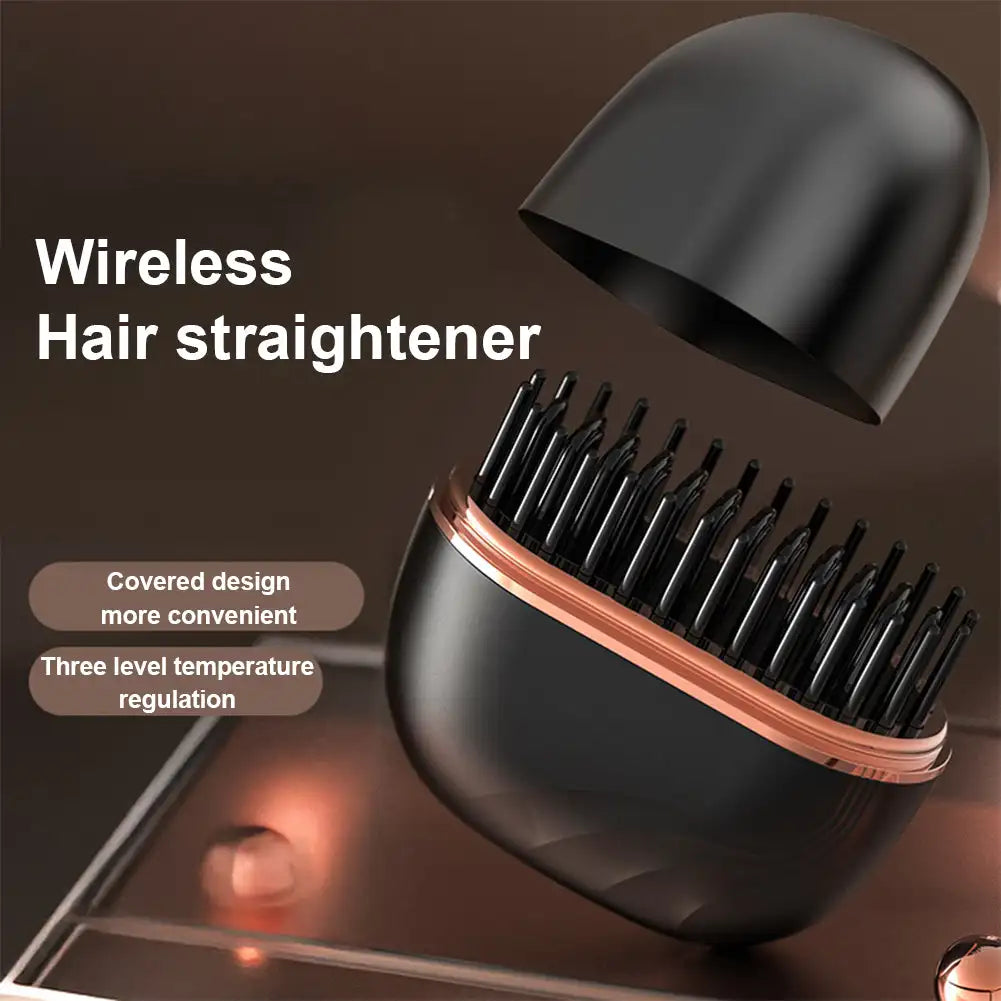 Mini Hair Straightening Comb Wireless Charging Portable 