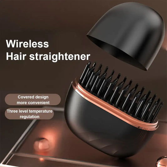 Mini Hair Straightening Comb Wireless Charging Portable 